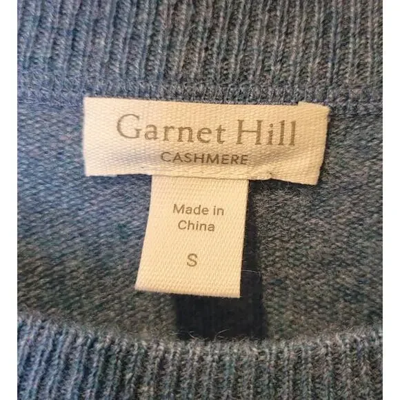 Garnet Hill Cashmere Blue Crew Neck Long Sleeve Sweater Size Small Quiet Luxury - Picture 7 of 10